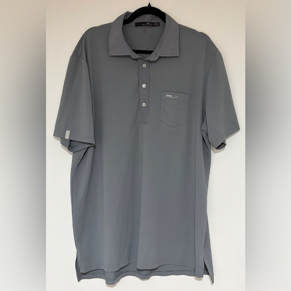 Men’s RLX Ralph Lauren Gray Moisture Wicking Golf Polo Shirt Size XL
